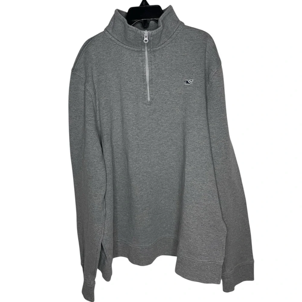 Vineyard Vines Gray Cotton Quarter Zip with whale logo-Youth XL